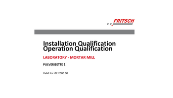 IQ/OQ documentation (questionnaire format - implementation by customer) IQ/OQ documentation (questionnaire format - implementation by customer)